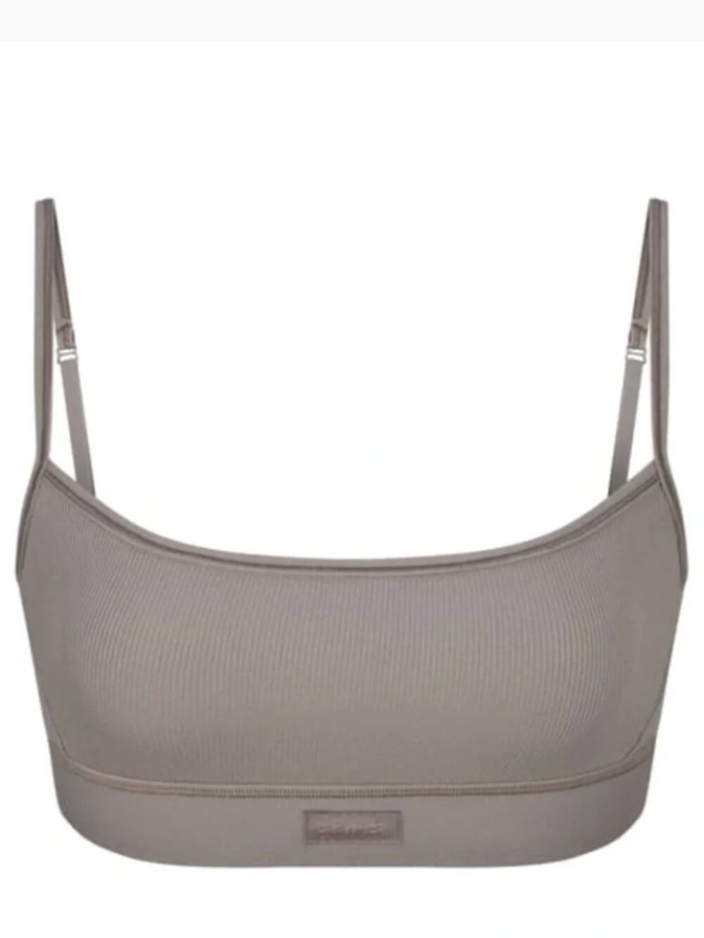 NWT Skims Cotton Ribbed Scooped Bralette in Smoke Women's size M